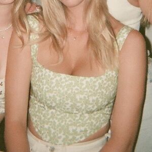 Princess Polly Green Floral Corset Top